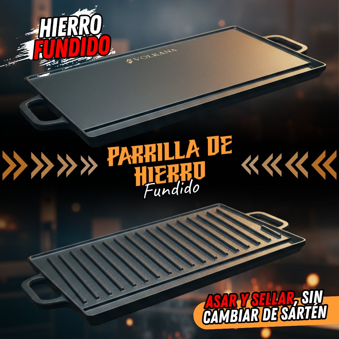 GRILLDUO™ -Parrilla Reversible de Hierro Fundido