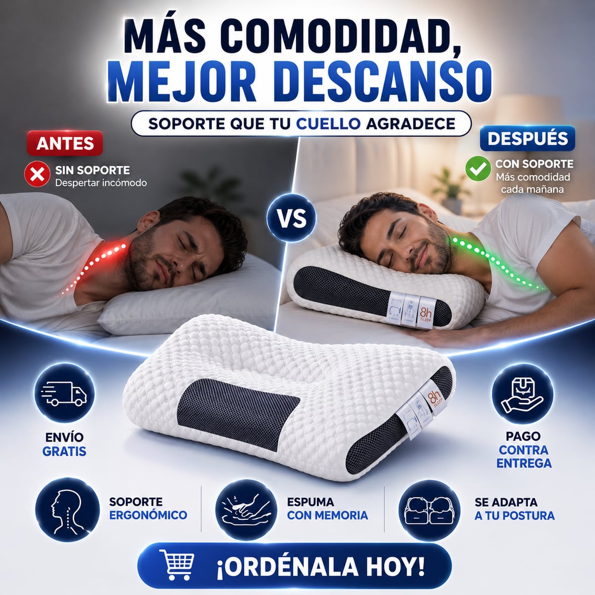 Almohada Cervical Ortopédica - Despierta sin molestias