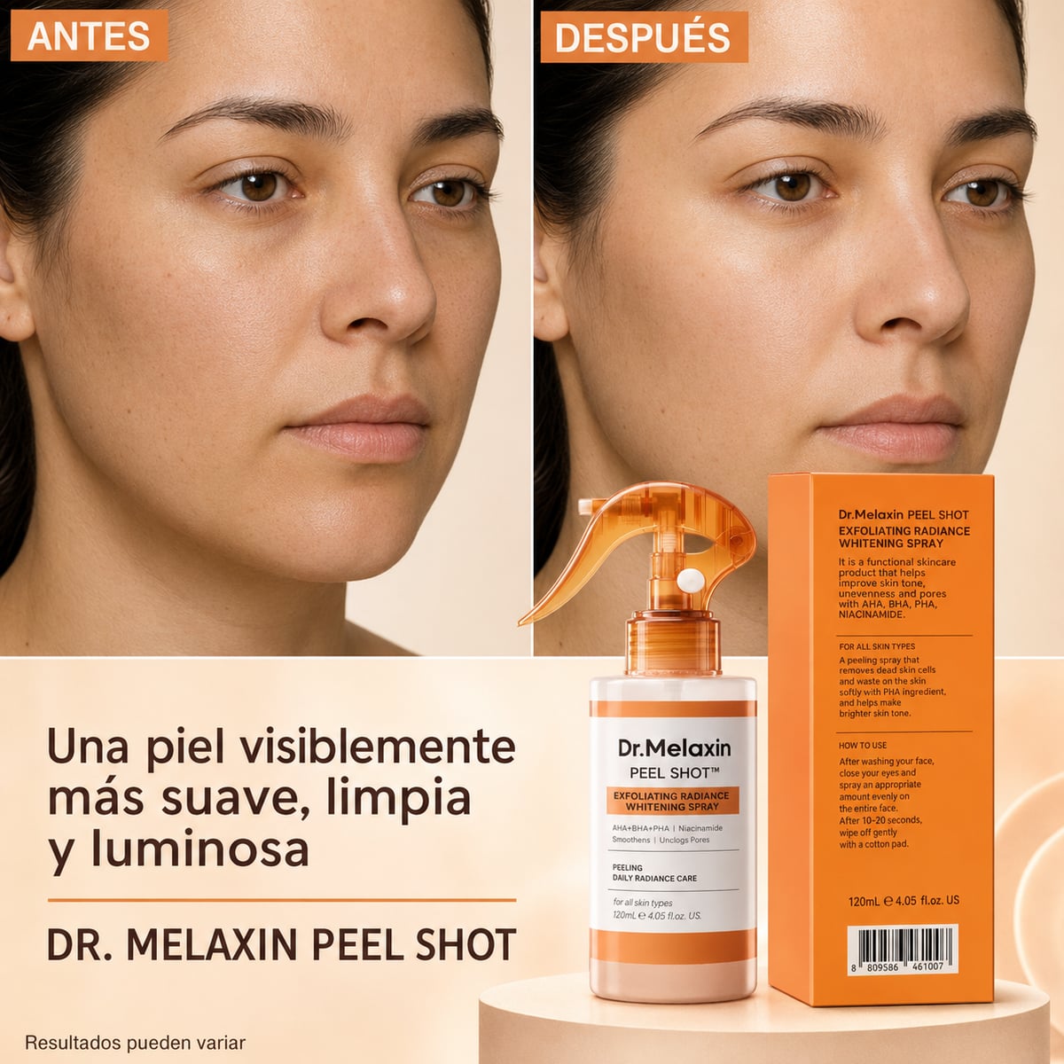 Dr.MelaxinSpray Coreano Aclarante — Axilas, Codos y Rodillas Uniformes
