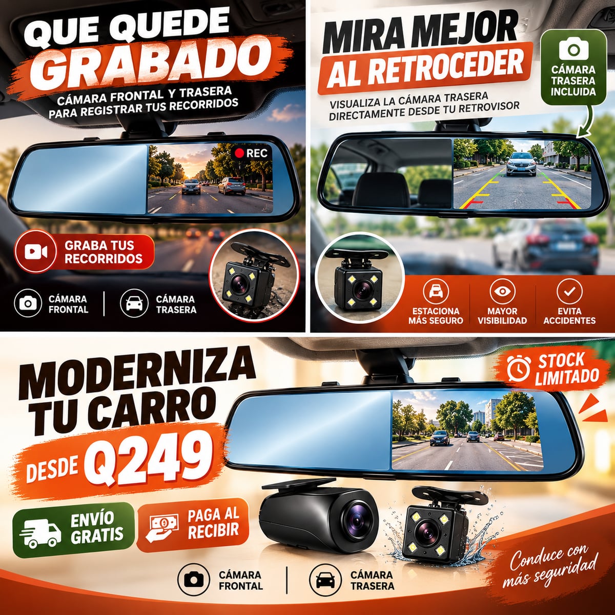 Convierte tu retrovisor en una cámara de seguridad para tu carro.