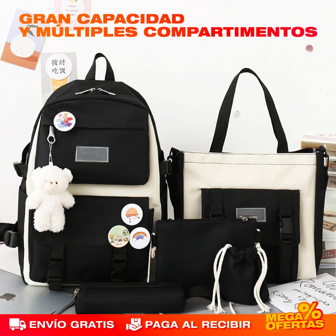 MALETA ESCOLAR UNISEX SET 4 EN 1