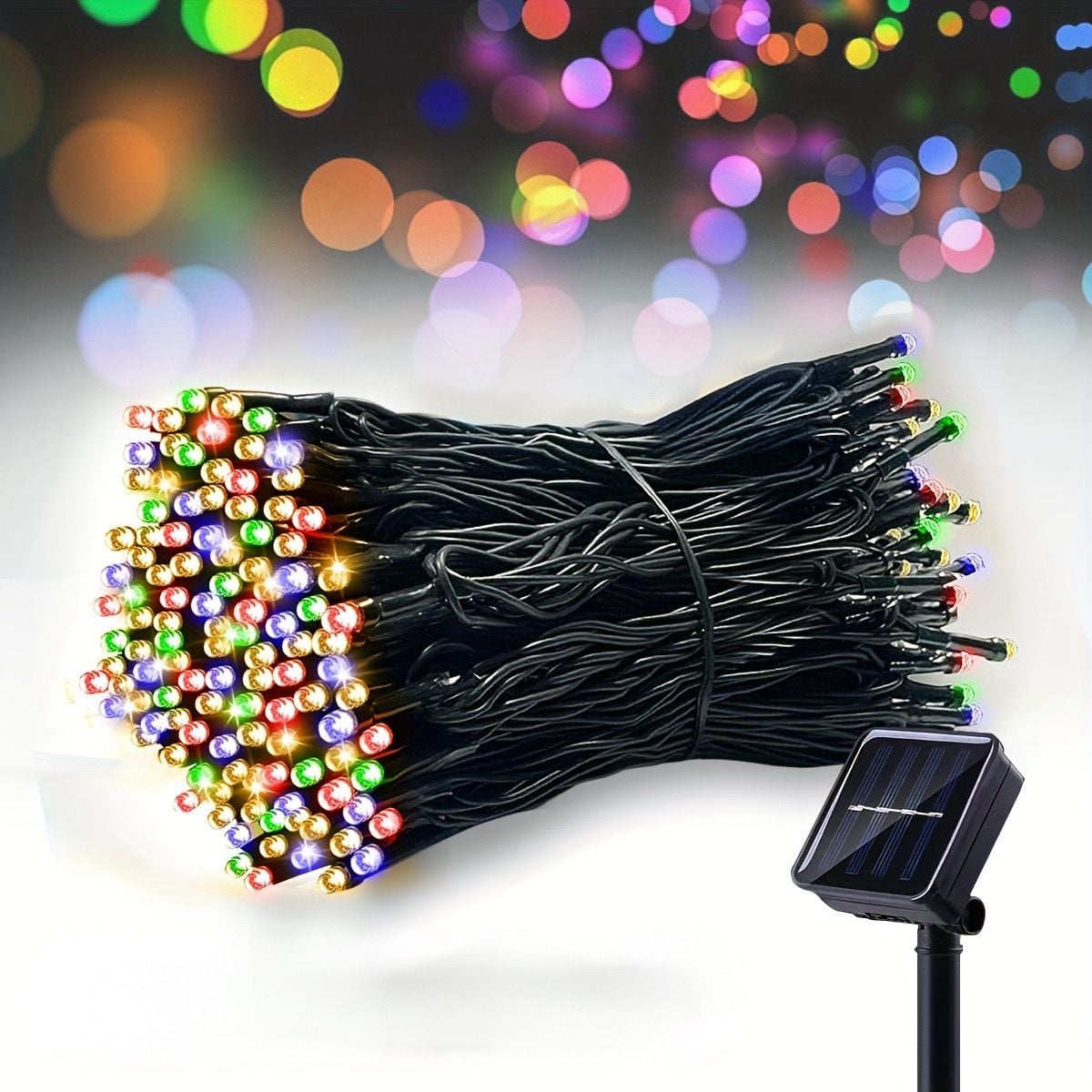 Luces de navidad con panel solar lineales 300 led 25 metros