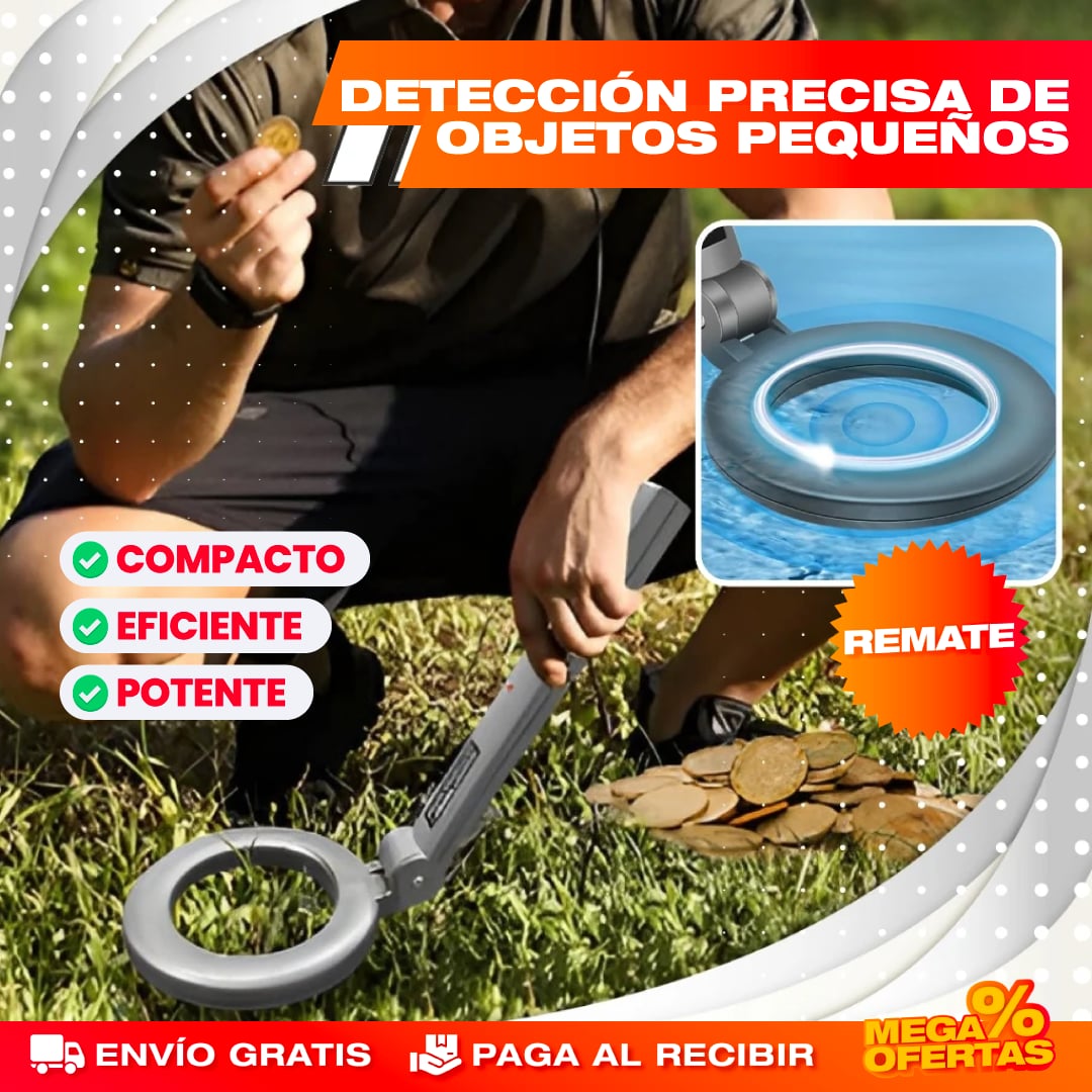 Detector de Metales Portátil – Encuentra Monedas, Joyas y Tesoros Enterrados