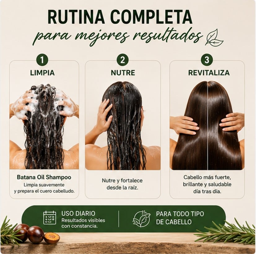 RESTAURA TU CABELLO Y LUCE UNA GRAN CABELLERA- CHAMPÚ DE BATANA + ENVÍO GRATIS + 50% OFF