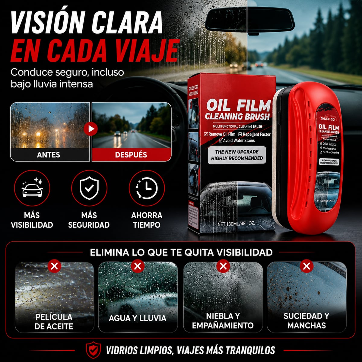ClearDrive™ Limpiador y Repelente de Lluvia para Vidrios de Auto 🚗 + ENVÍO GRATIS 🚚