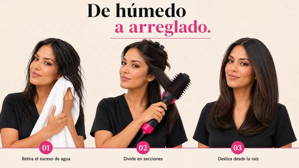 Cepillo Secador 2 en 1 – Seca, Alisa y Da Volumen en Minutos