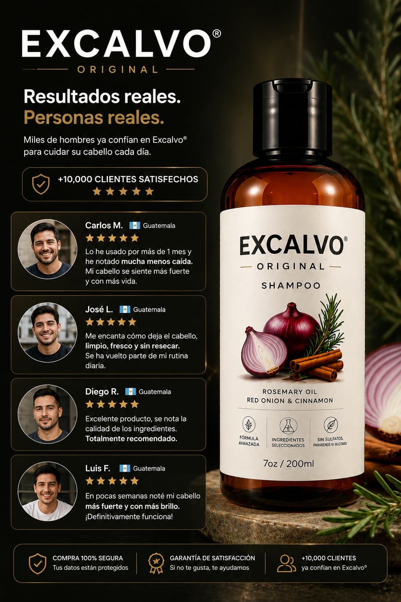 Excalvo® Original —Menos caída. Más confianza.  Olvídate del cabello en la almohada + Envío gratis