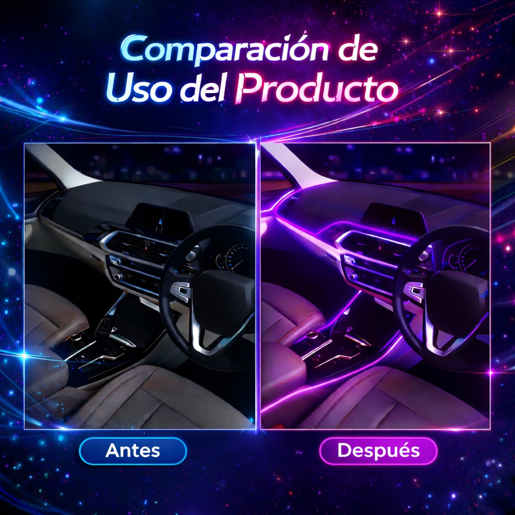 LUCES LED NEON PARA INTERIOR DE AUTO DE 5 METROS CON ESPATULA - NEON DRIVE
