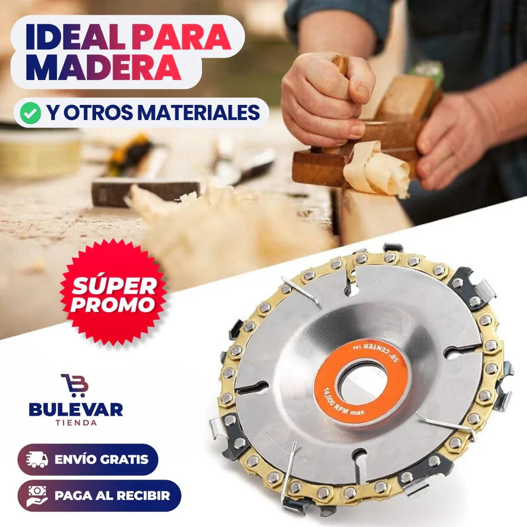 POWERCUT™ - DISCO CON CADENA CORTADOR DE MADERA PARA AMOLADORA + ENVÍO GRATIS📦