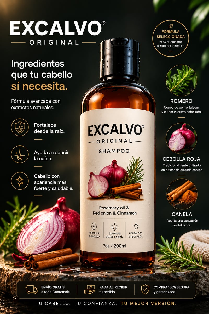 Excalvo® Original —Menos caída. Más confianza.  Olvídate del cabello en la almohada + Envío gratis
