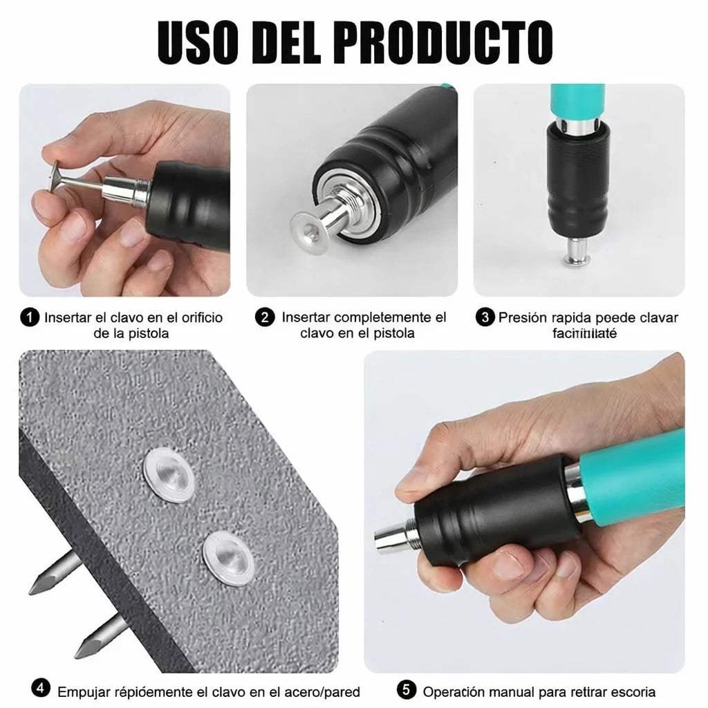 ULTIMAS UNIDADES - KIT PISTOLA DE CLAVOS FULMINANTE + ENVÍO GRATIS