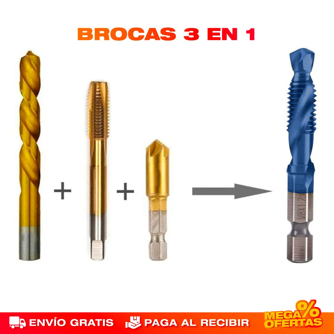 PROMO 2 X 1 SET DE 6 BROCAS DE TITANIO 3 EN 1 PROFESIONALES