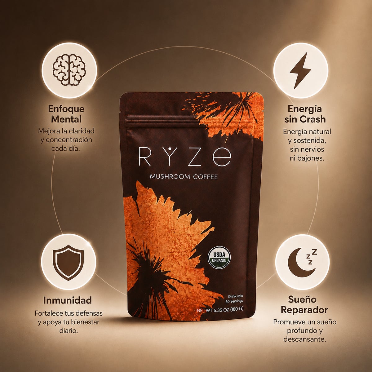 RYZE™ Café de Hongos — Café Premium con 6 Hongos Funcionales+ Envío gratis