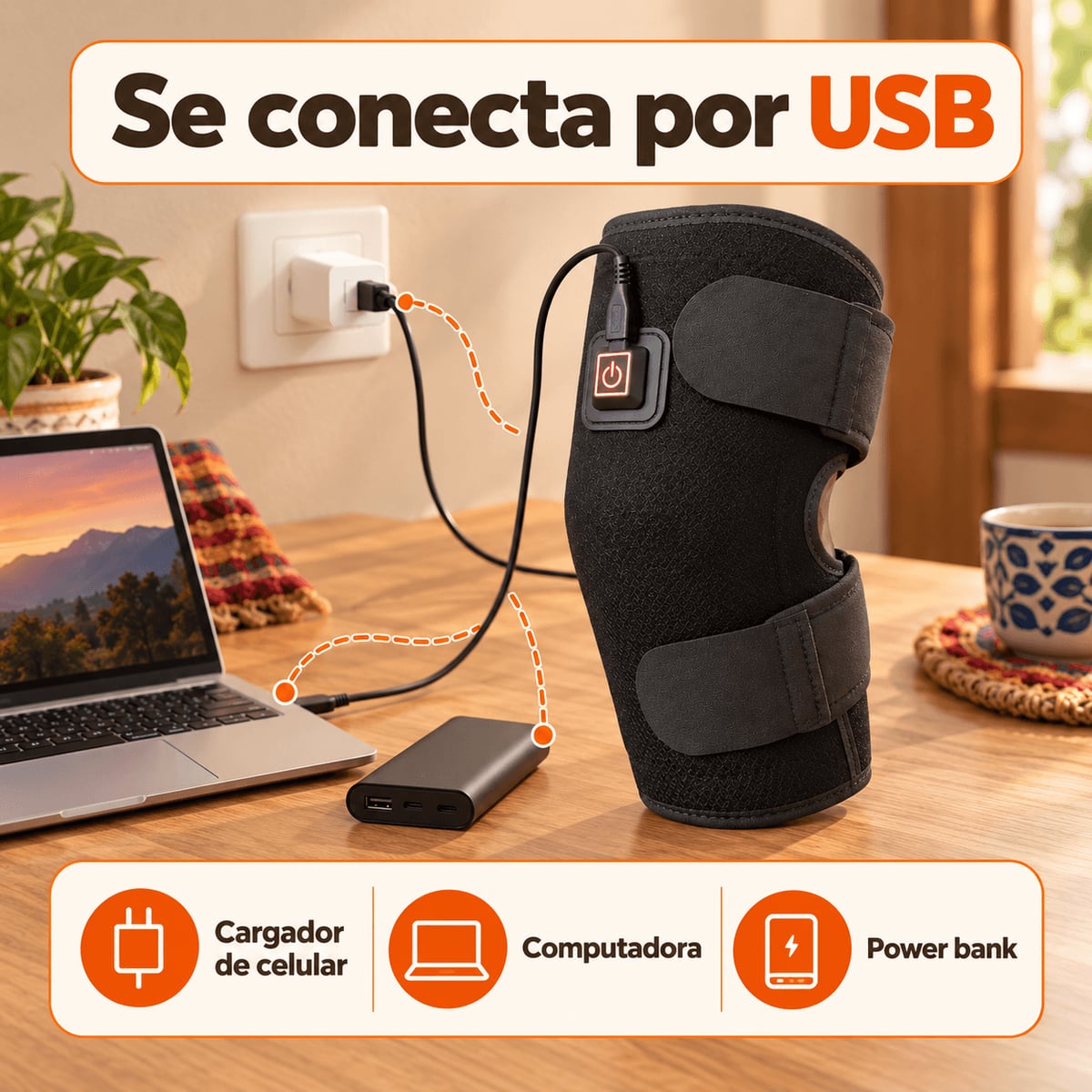 Rodillera Térmica USB con 3 Niveles de Calor