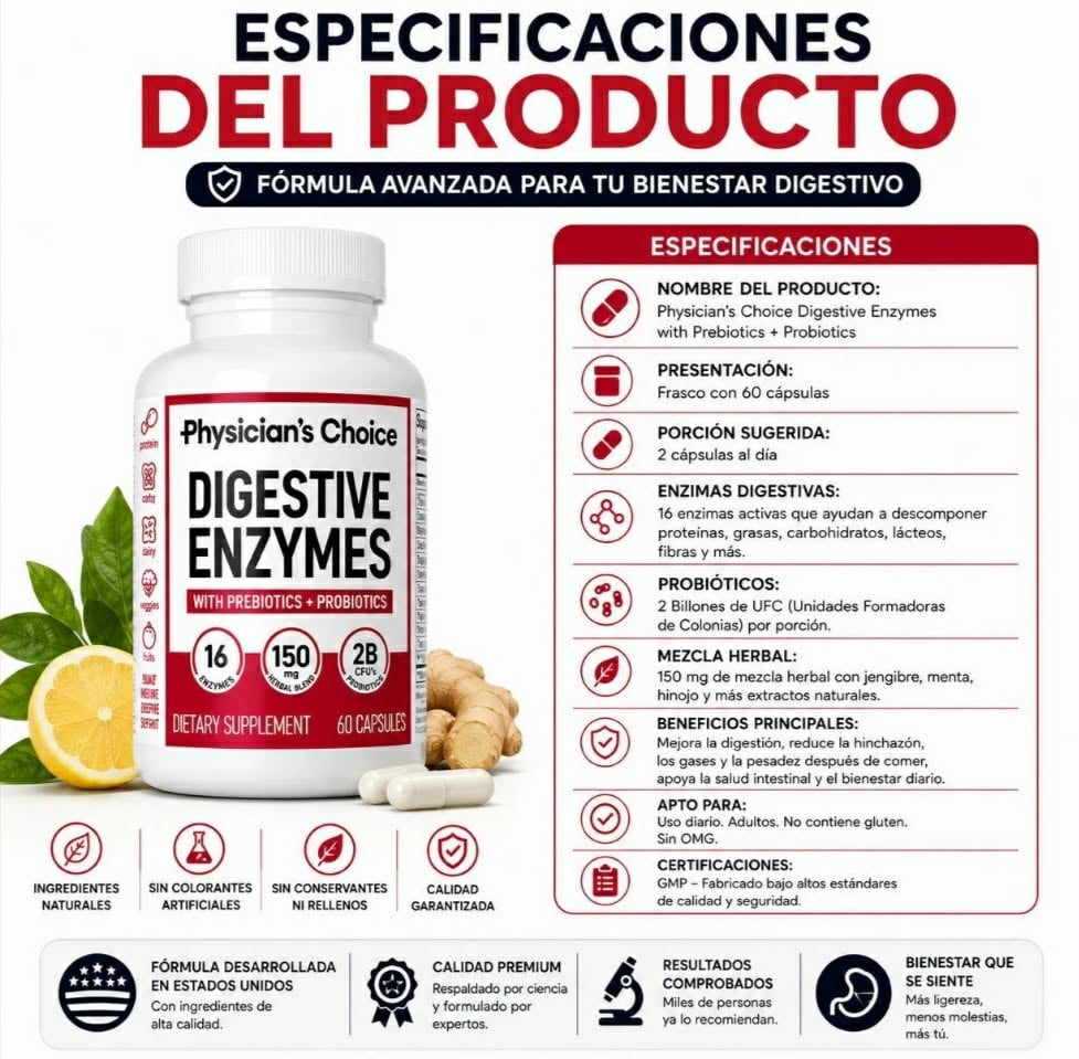 🔥Digestive Enzyme x60 Cap. 💚¡DespÃdete de la inflamación y recupera tu figura! ✅ 100% Original