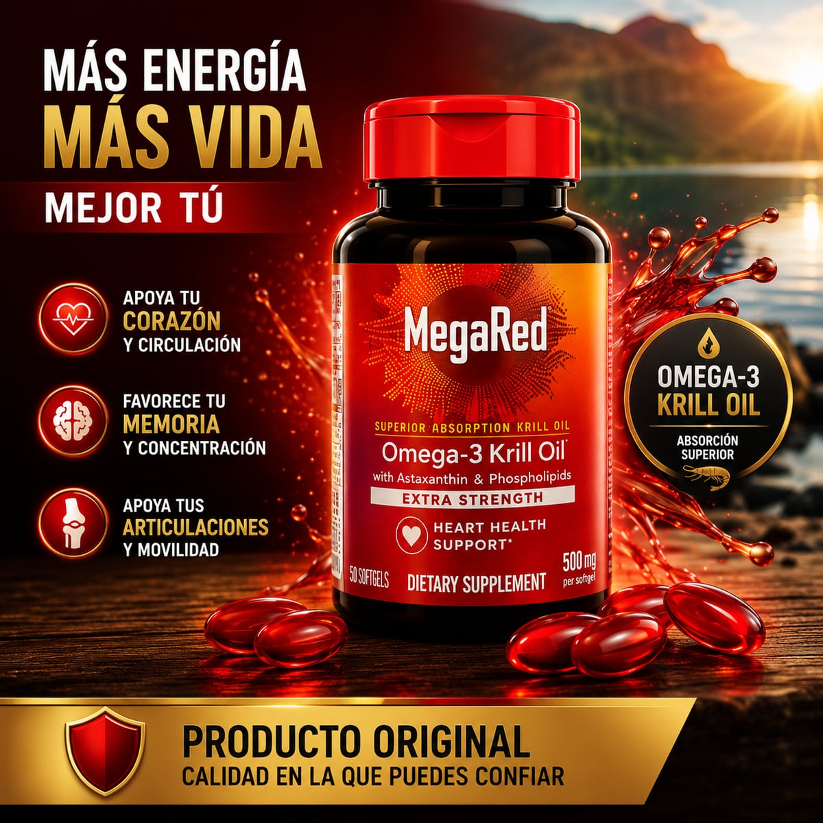 🔥 MegaRed Omega-3 Krill Oil + 2x1 HOY