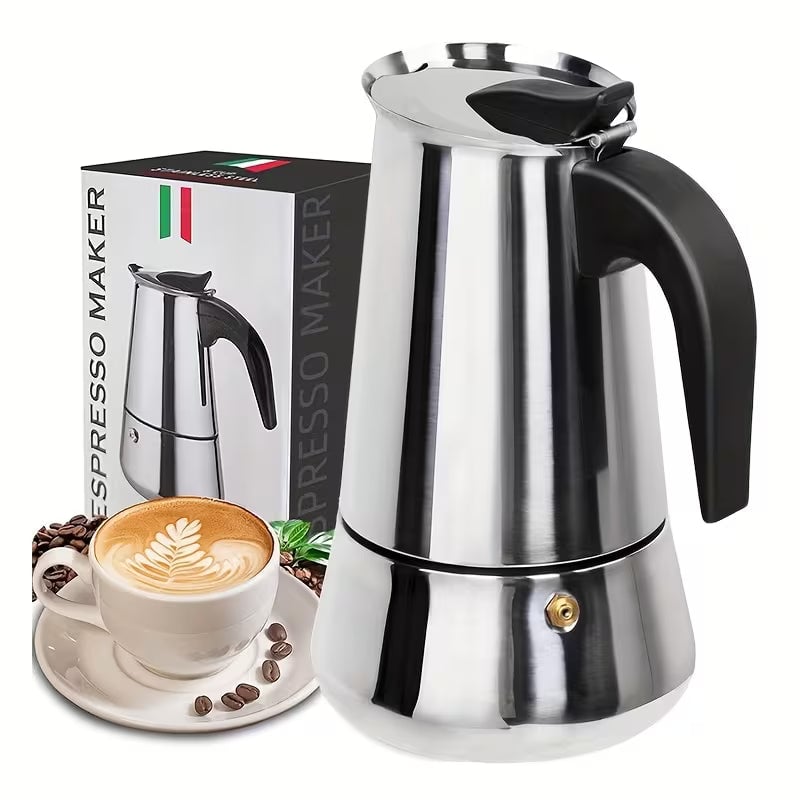 Cafetera Italiana Espresso Acero Inoxidable 4, 6, 9 Tazas