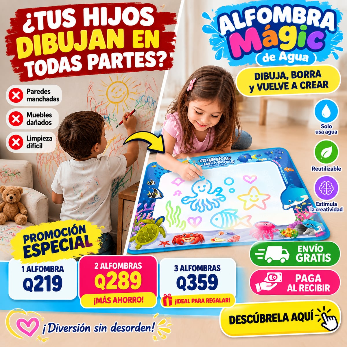 DIVERSION CON ARTE - ALFOMBRA MAGICA DE AGUA + ENVIO GRATIS 🚚