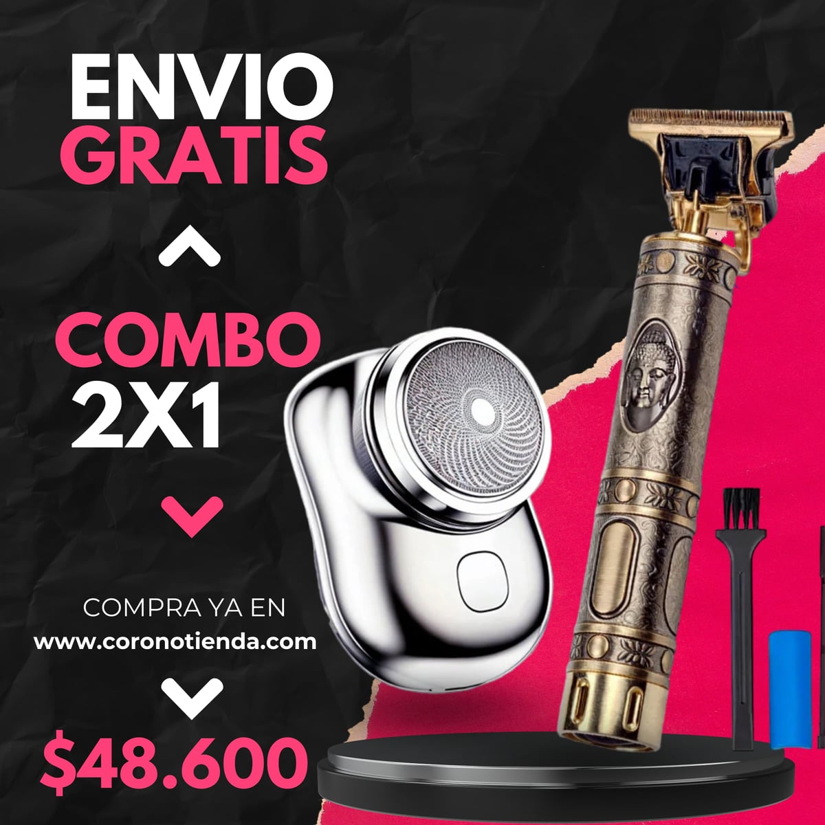 KIT AFEITADO 2X1 -AFEITADORA BUDA + MINI RASURADORA