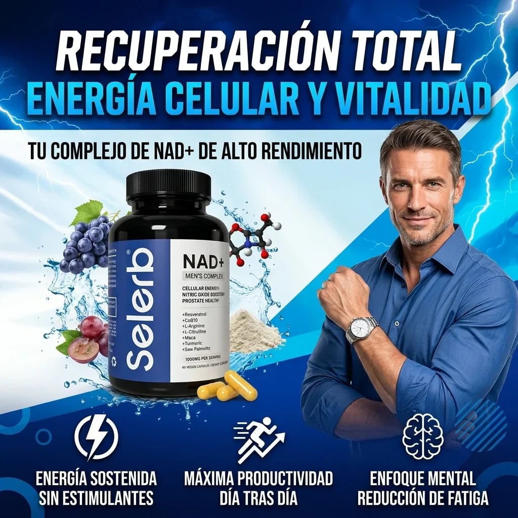 Selerb NAD+® Energía Celular, Soporte Prostático y Rendimiento Masculino, No esperes más, mejora tu rendimiento diario ahora aprovecha la oferta llevas 2 x tan solo 208 Quezales
