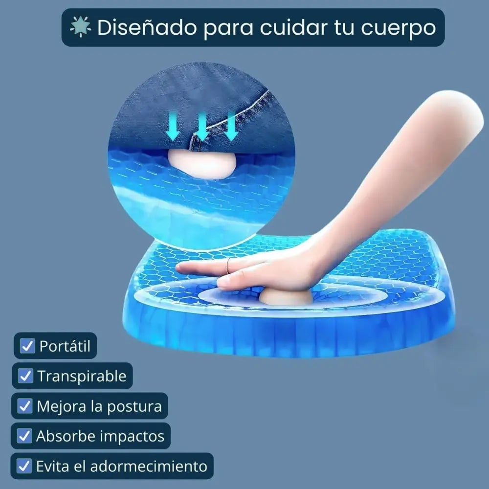 Cojín Gel Antipresión para Coxis y Espalda Baja