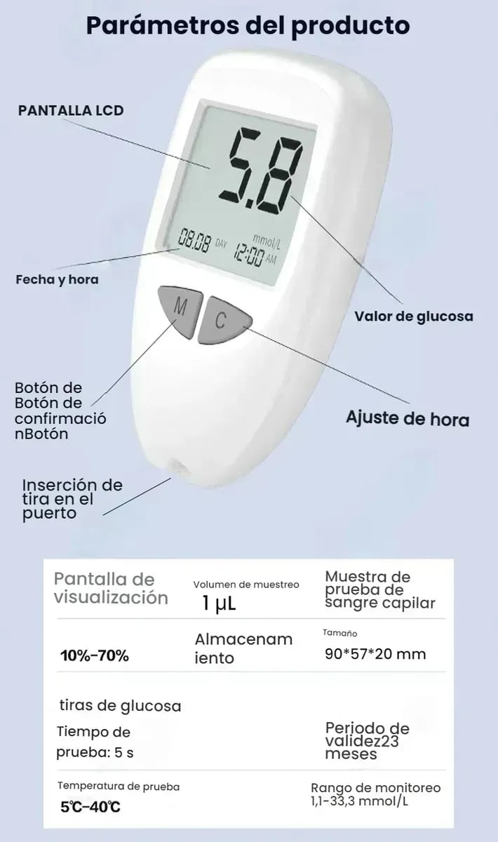 CONTROLA TUS NIVELES DE AZÚCAR SIN SALIR DE CASA - Medidor de Glucosa + ENVÍO GRATIS