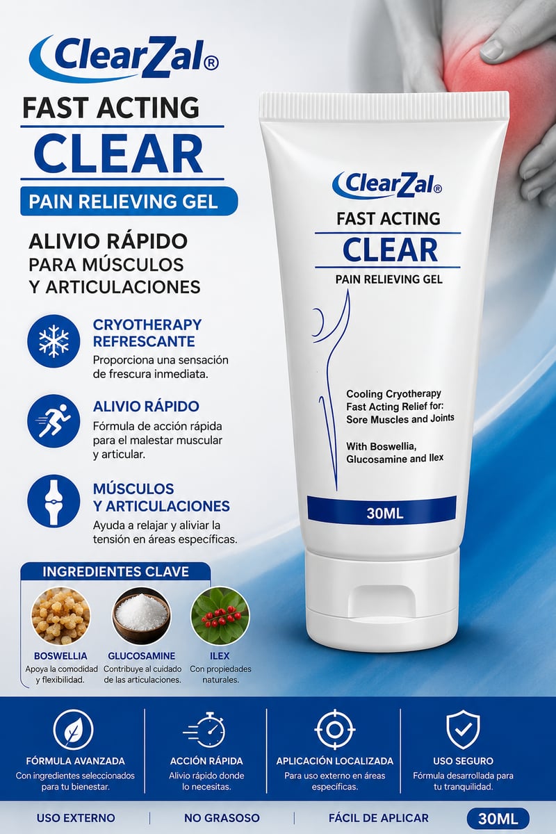 2x1 ClearZal Gel 30ml  - Alivia dolores musculares y articulares