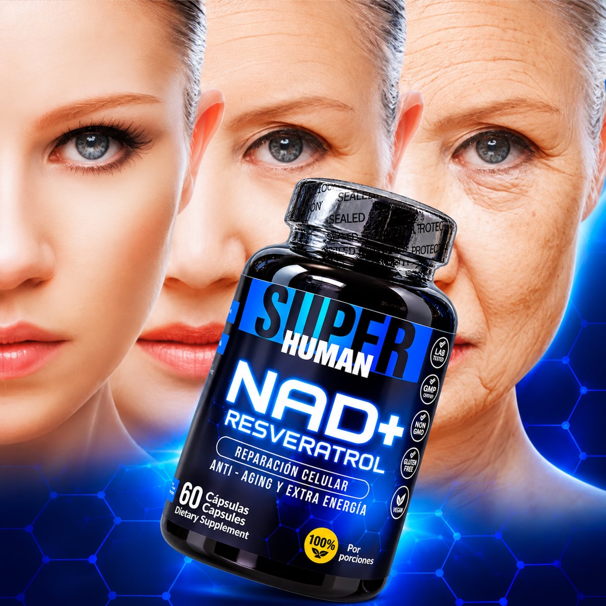 NAD+ Resveratrol,Super Human,RENUEVA TU VIDA DESDE ADENTRO
