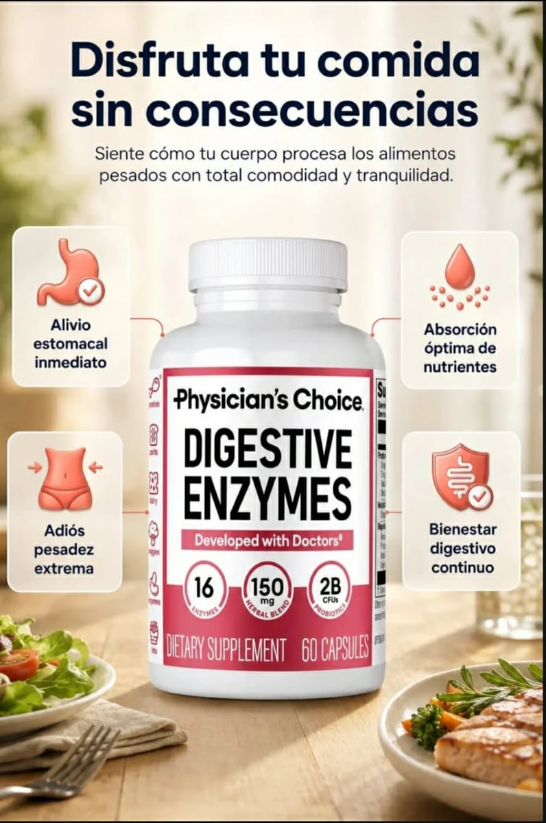 🔥Digestive Enzyme x60 Cap. 💚¡DespÃdete de la inflamación y recupera tu figura! ✅ 100% Original