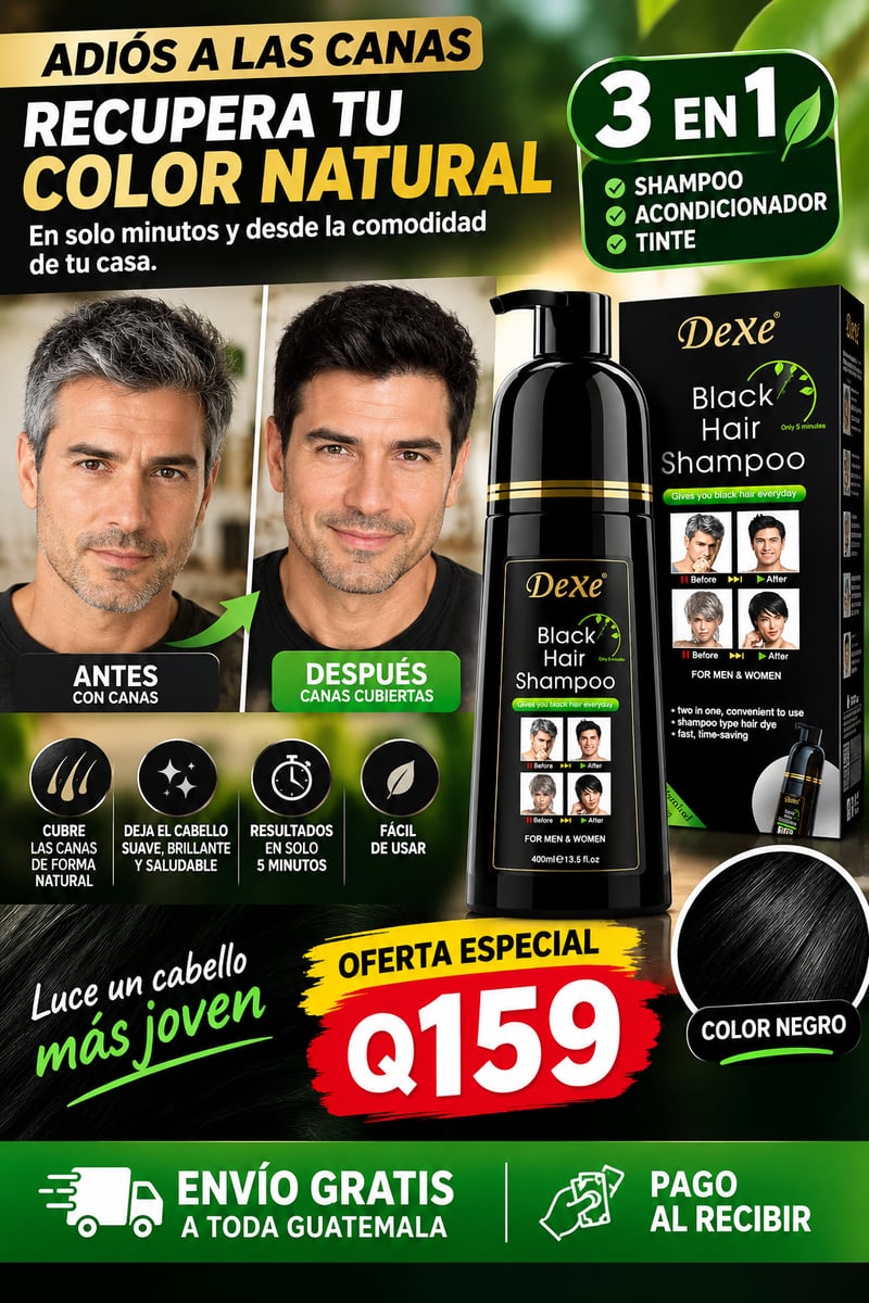 Shampoo Colorante Negro 3 en 1 DEXE  + ENVIO GRATIS