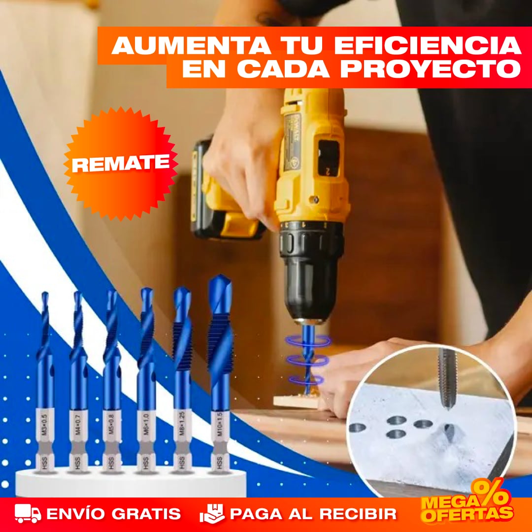 Brocas de Titanio Profesionales 3 en 1 – Perfora Metal, Madera y Concreto Sin Botarlas · 2x1: Paga 6 y Llevas 12