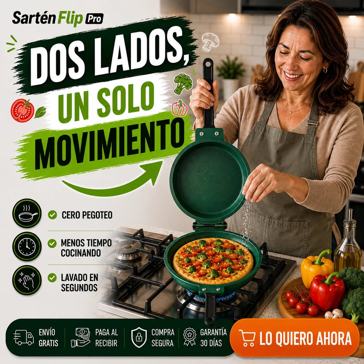 SarténFlip Pro - Dos Lados, Un Solo Movimiento