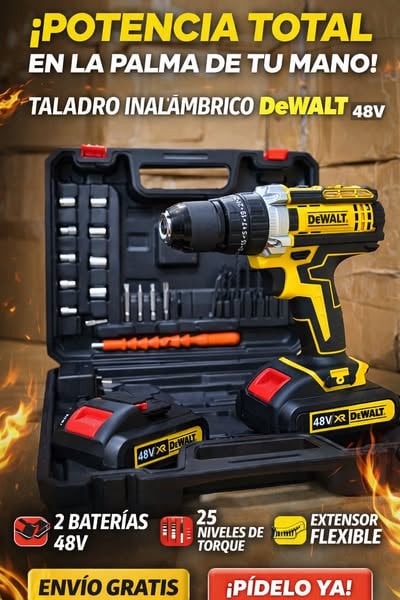 KIT TALADRO INALÁMBRICO ATORNILLADOR + 26 ACCESORIOS + 2 BATERIAS +REGALO 🎁