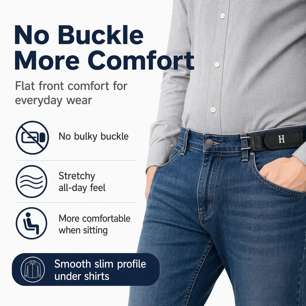 BeltBro Pro – Cinturón elástico sin hebilla de ultra confort (paquete de 2)