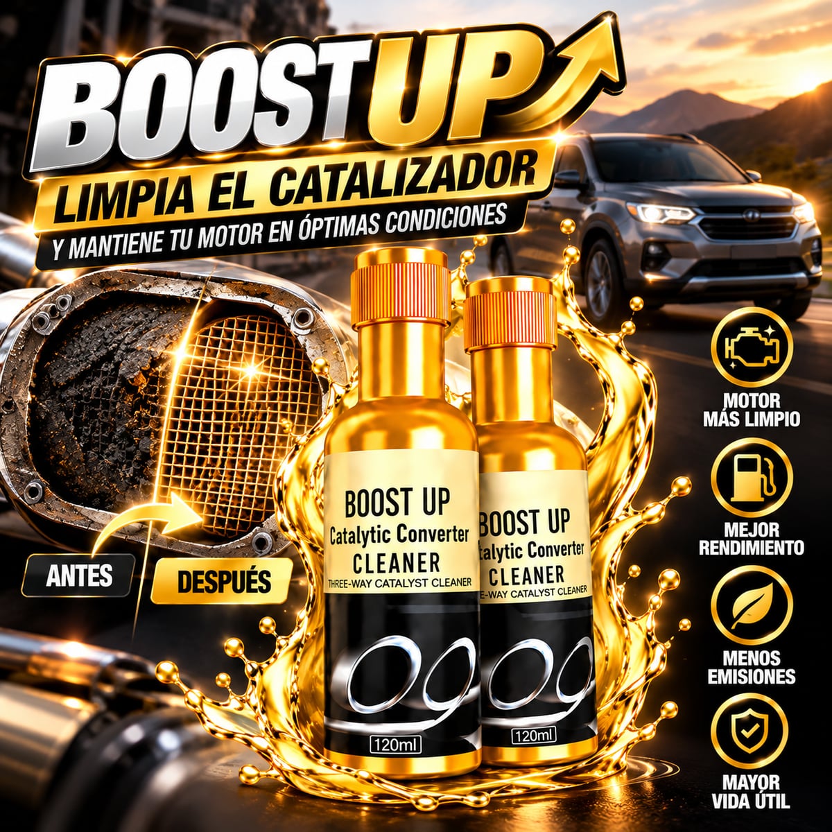 🔥 ¡BOOST UP 2x1 Comprá 1 y Recibí 2! Limpia el Catalizador, Cuida tu Motor y Mejora su Rendimiento