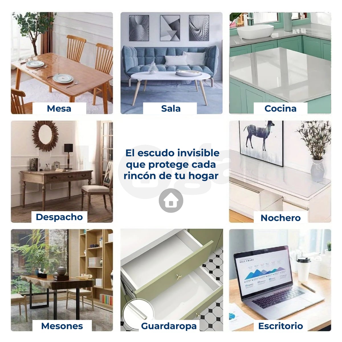 Protector Transparente de PVC para Mesa (80 cm Ancho x 150 cm)