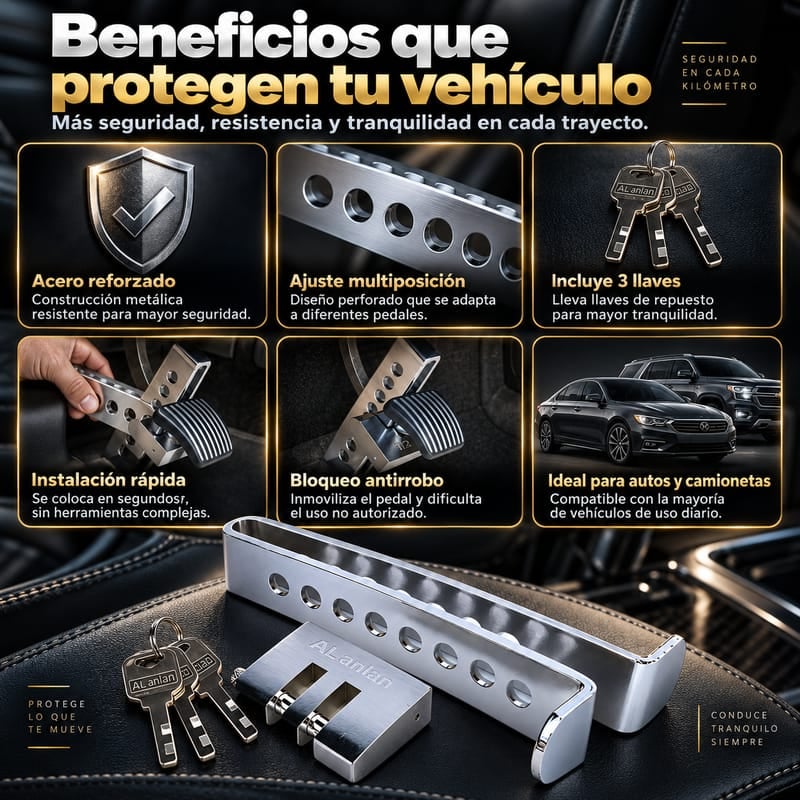 🔐 TRABA PEDAL ANTIRROBO🔐🚗
