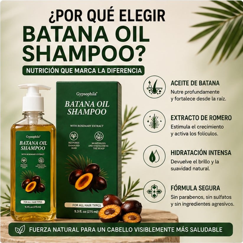 RESTAURA TU CABELLO Y LUCE UNA GRAN CABELLERA- CHAMPÚ DE BATANA + ENVÍO GRATIS + 50% OFF