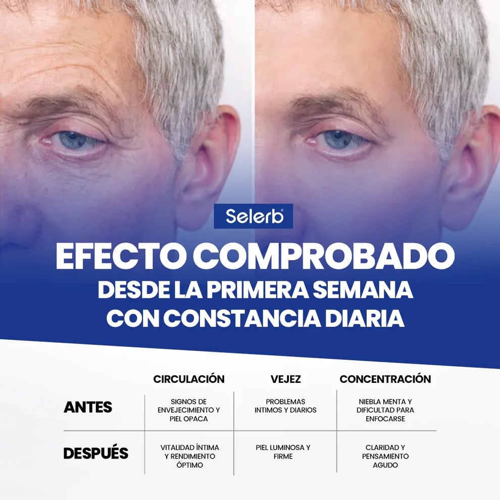 Selerb NAD+ 60 cápsulas | Recupera tu potencia y energía en la cama, en 2 semanas. Contiene: NAD+, RESVERATROL, COQ10, L-ARGININA, L-CITRULINA, SAW PALMETTO.