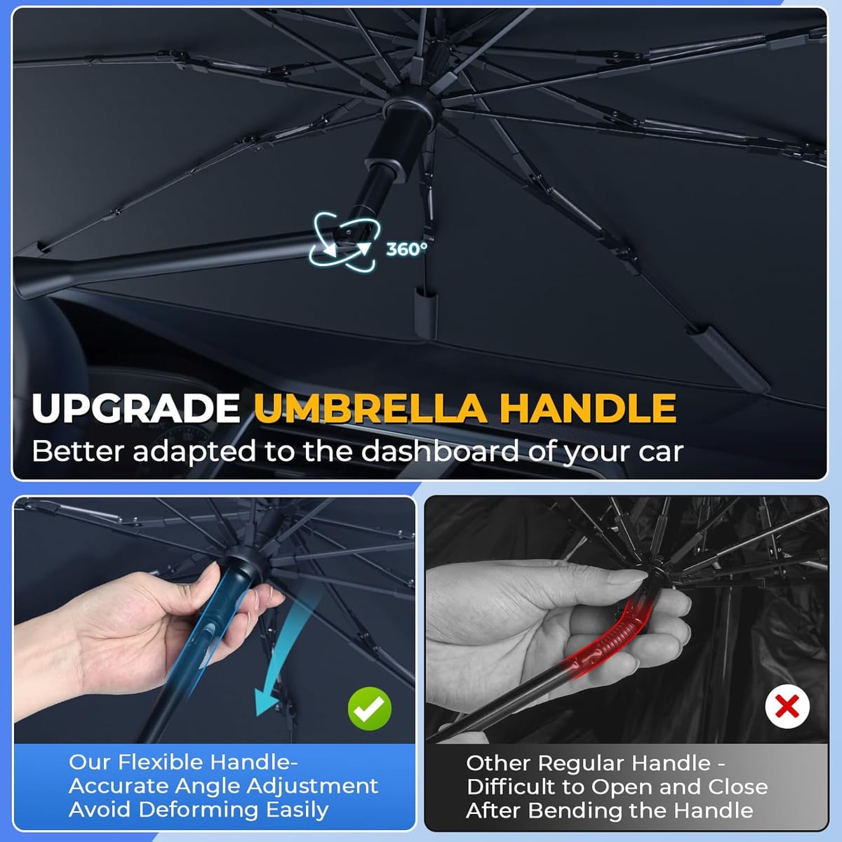 Parasol para parabrisas de coche tipo paraguas