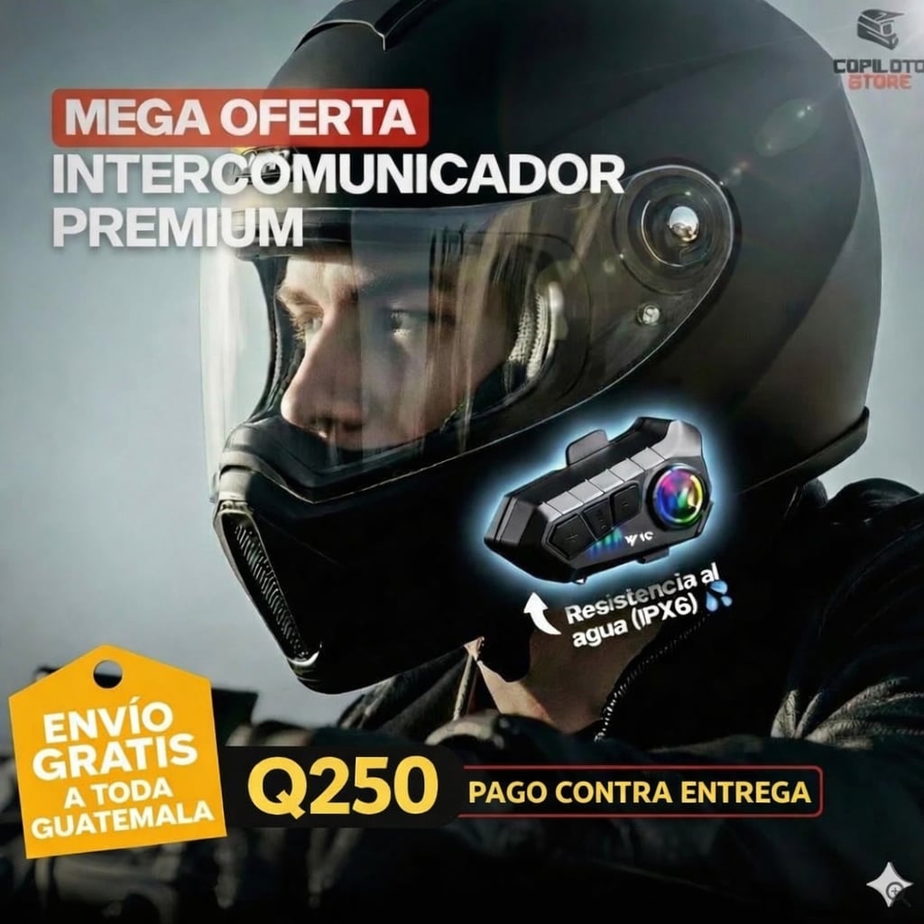 Intercomunicador Y10 para Moto–Llamadas, Música GPS sin Soltar el Manubrio+(1×Pasamontañas GRATIS) + ENVIO GRATIS 🎁