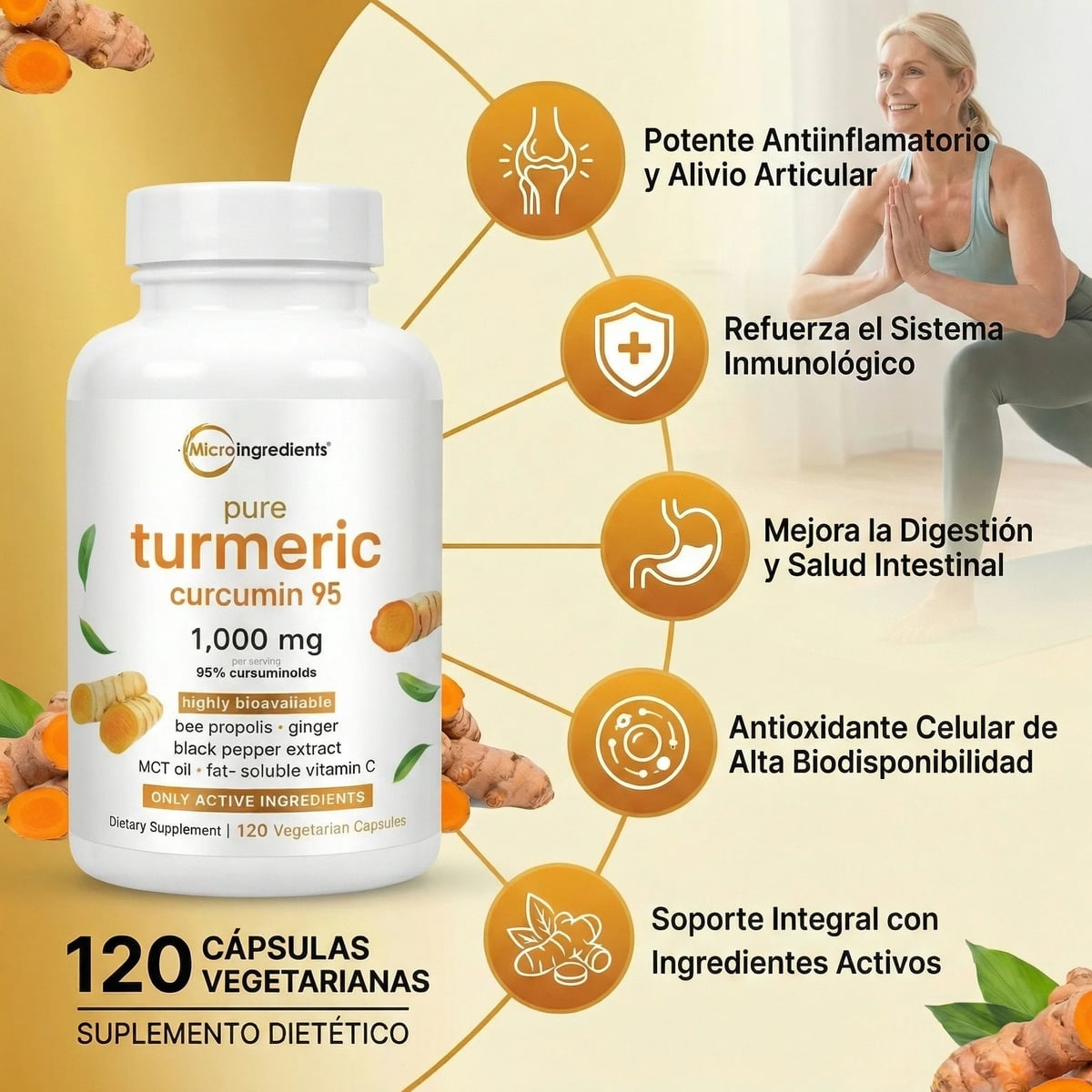 ADIOS HINCHAZON Y DOLORES CON TURMERIC 60 CÁPSULAS + ENVIO GRATIS