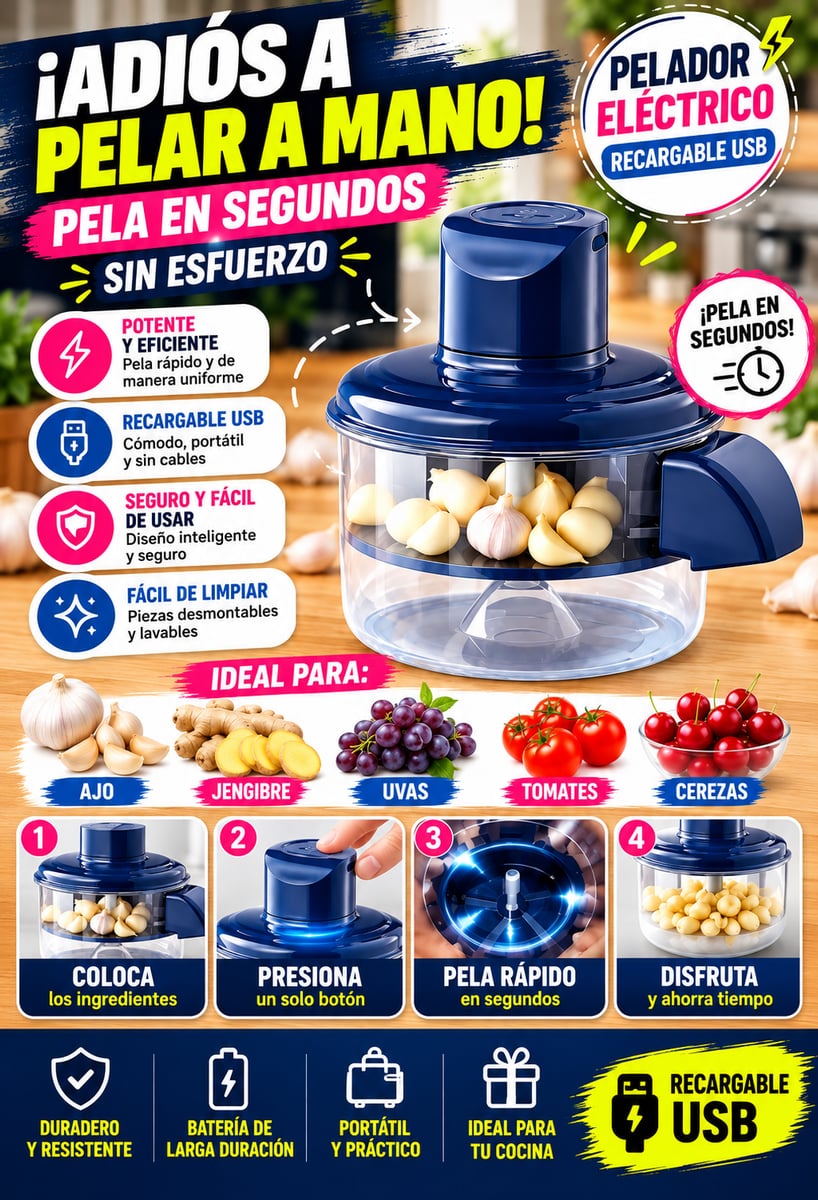 Pelador Eléctrico de Frutas y Verduras – Pela en Segundos Sin Cansar la Mano
