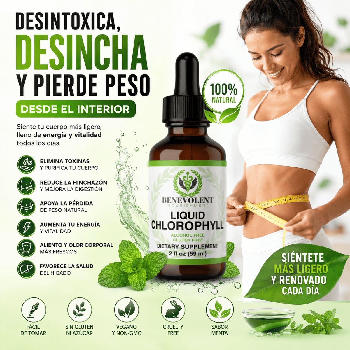 Clorofila líquida para control de peso