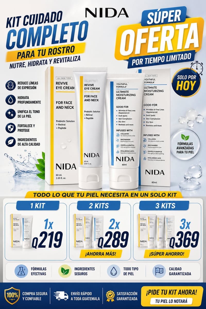 COMBO NIDA Revive Eye Cream DISEÑADO PARA EL CUIDADO DE TU ROSTRO+ ENVIO GRATIS A TODO GUATEMALA
