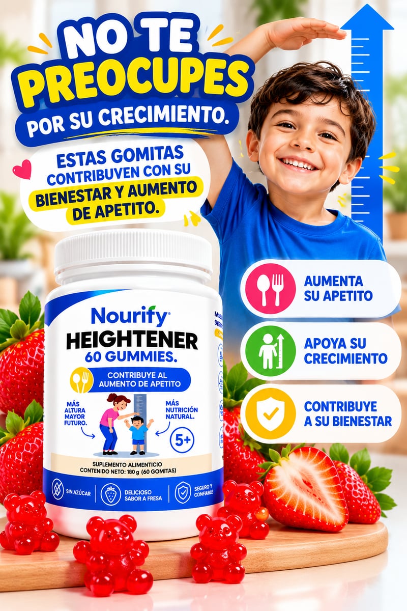🍓 NOURIFY HEIGHTENER: ¡Nutrición Deliciosa En Gomitas Para Tus Pequeños! 💙  