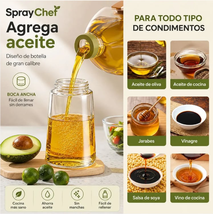 🫒 SPRAY CHEF 2 EN 1 — Cocina Más Sana, Sin Desperdiciar
