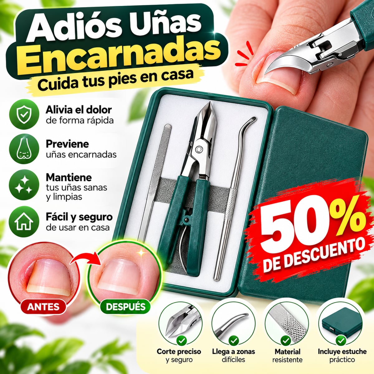 Corta Uñas Grado Médico – Tu Propia Herramienta, Corte Limpio y Sin Astillar