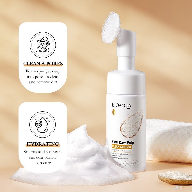 BIOAQUA Rice Raw Pulp Clean Mousse Facial Cleanser 120ml