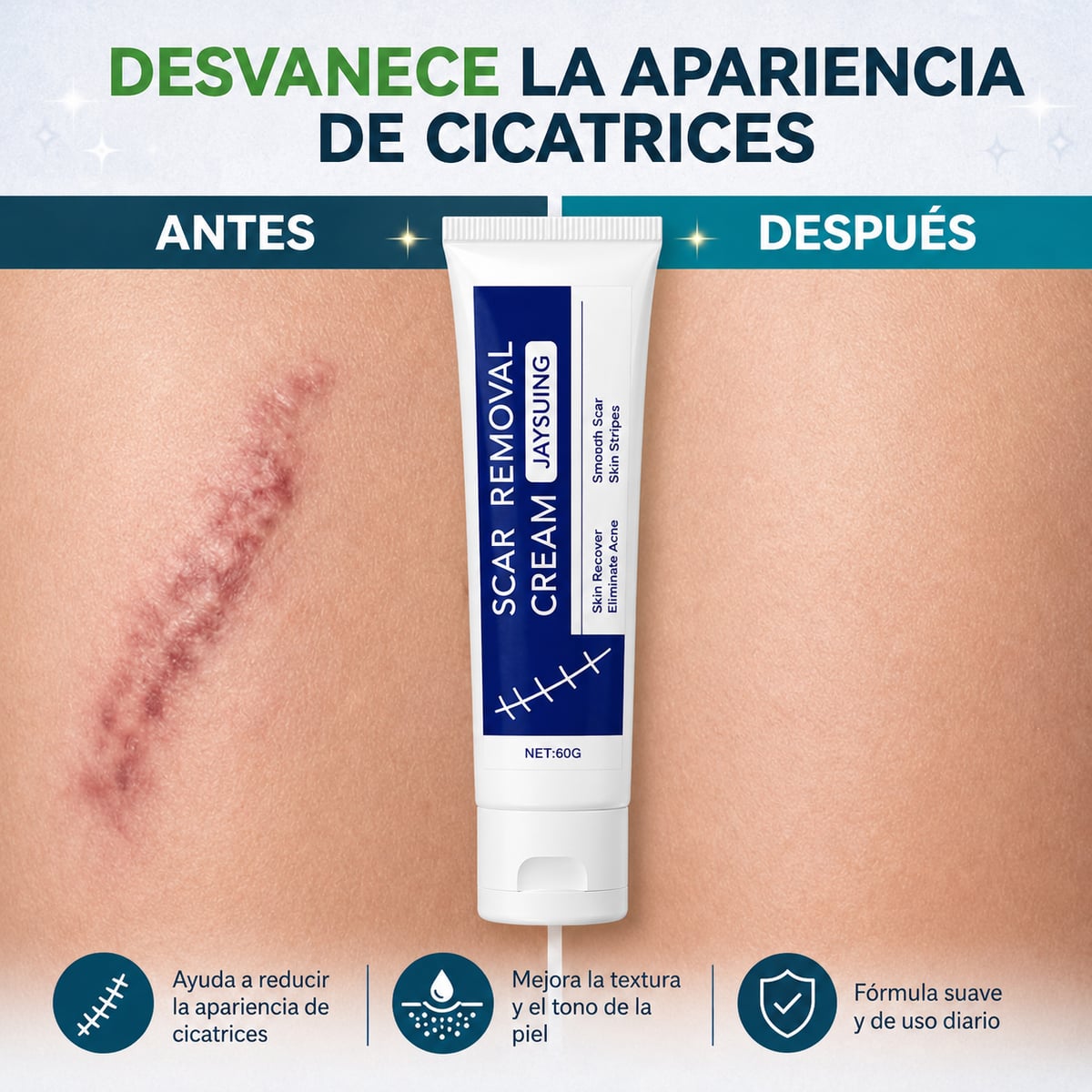 REPAIR SCAR CREAM - CREMA REPARADORA DE CICATRICES - ANTIGUAS Y RECIENTES, QUEMADURAS Y MÁS